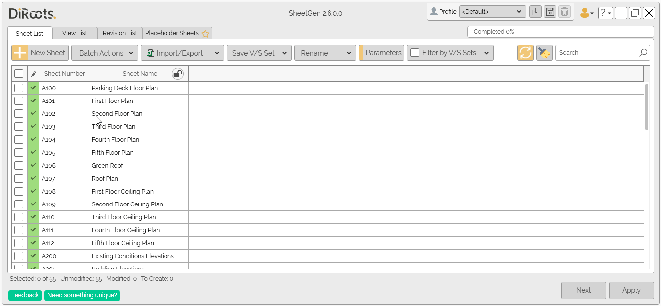 SheetGen create new sheet